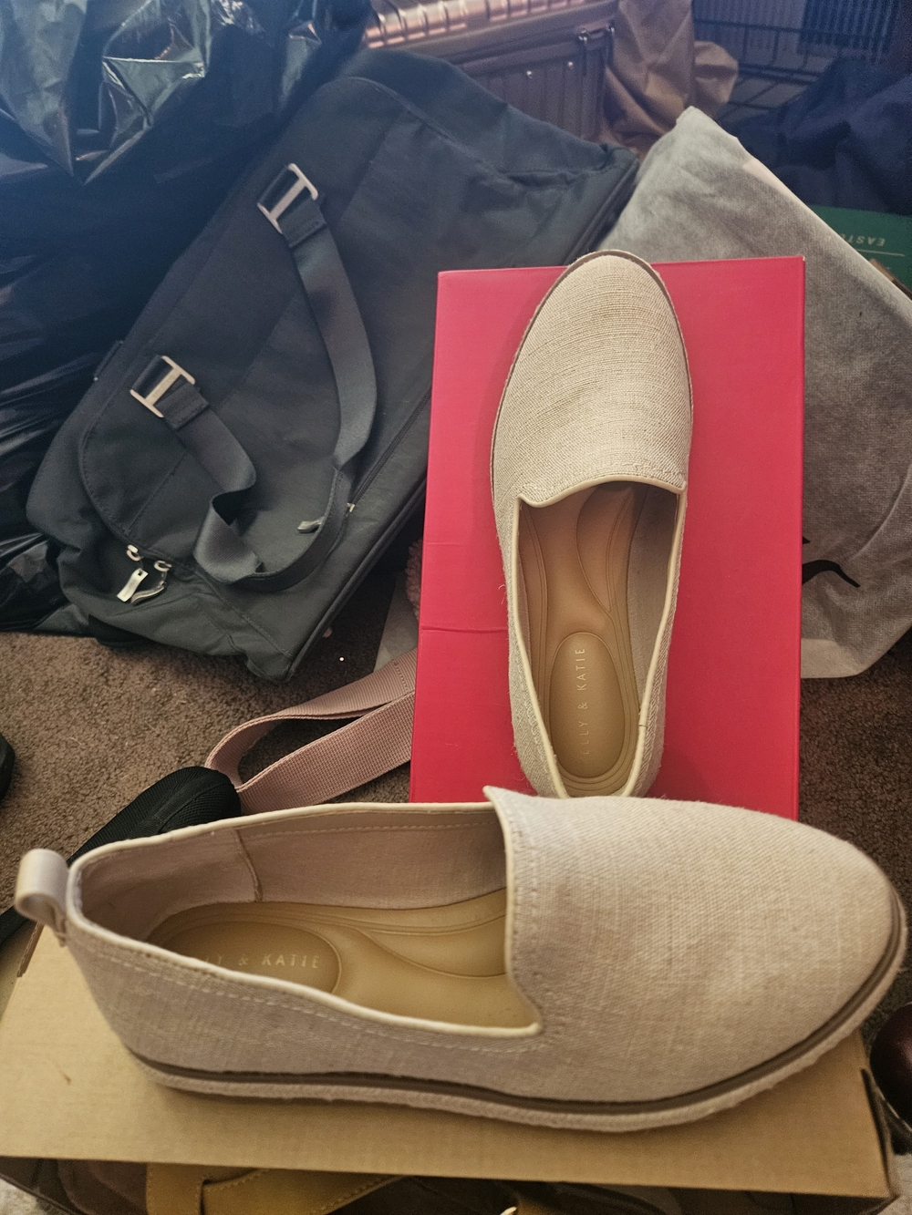 Kelly & Katie Natural Beige Slip-On Canvas Flats